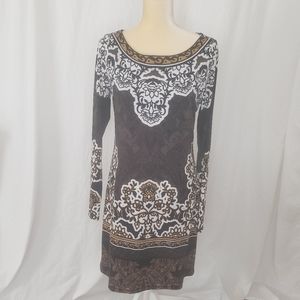 Hale Bob Paisley Print Long Sleeve Dress